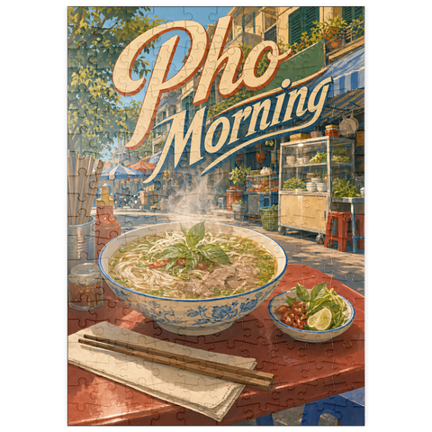 Darstellung des Puzzle Motivs Schild für vietnamesisches Street Food „Pho Morning“ puzzleplate Pho Morning Vietnamese Street Food Sign 200 Puzzle