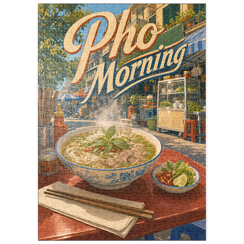 Darstellung des Puzzle Motivs Schild für vietnamesisches Street Food „Pho Morning“ puzzleplate Pho Morning Vietnamese Street Food Sign 500 Puzzle