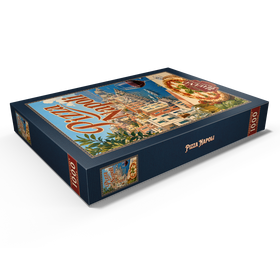 Darstellung des Puzzle Motivs Neapel, Italien: Pizza mit Blick auf das Wasser - Puzzleteile: 1000
