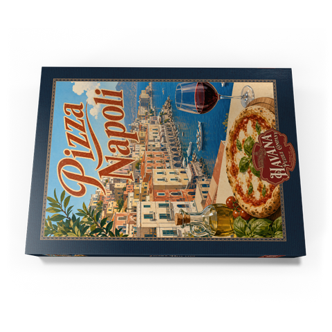 Darstellung des Puzzle Motivs Neapel, Italien: Pizza mit Blick auf das Wasser Naples Italy Pizza Waterfront View 1000 Puzzle Schachtel Ansicht3