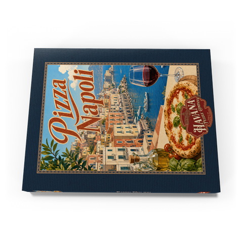 Darstellung des Puzzle Motivs Neapel, Italien: Pizza mit Blick auf das Wasser Naples Italy Pizza Waterfront View 200 Puzzle Schachtel Ansicht3