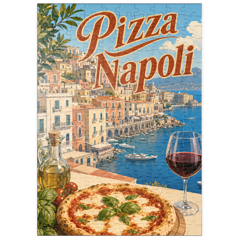 Darstellung des Puzzle Motivs Neapel, Italien: Pizza mit Blick auf das Wasser puzzleplate Naples Italy Pizza Waterfront View 200 Puzzle