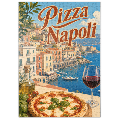 Darstellung des Puzzle Motivs Neapel, Italien: Pizza mit Blick auf das Wasser puzzleplate Naples Italy Pizza Waterfront View 500 Puzzle