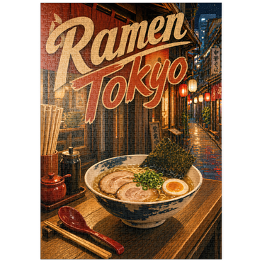 Darstellung des Puzzle Motivs puzzleplate Tokyo Ramen Street Night Food Scene 1000 Puzzle