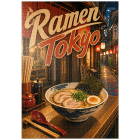 Darstellung des Puzzle Motivs Die Nachtgastronomie in der Tokyo Ramen Street - Puzzleteile: 1000