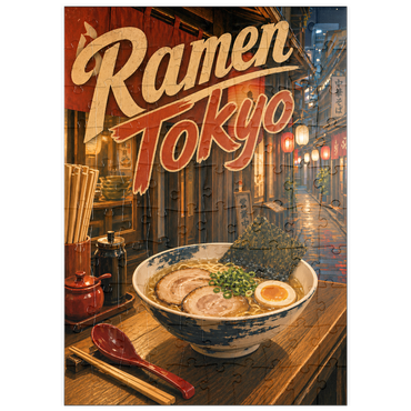 Darstellung des Puzzle Motivs puzzleplate Tokyo Ramen Street Night Food Scene 100 Puzzle
