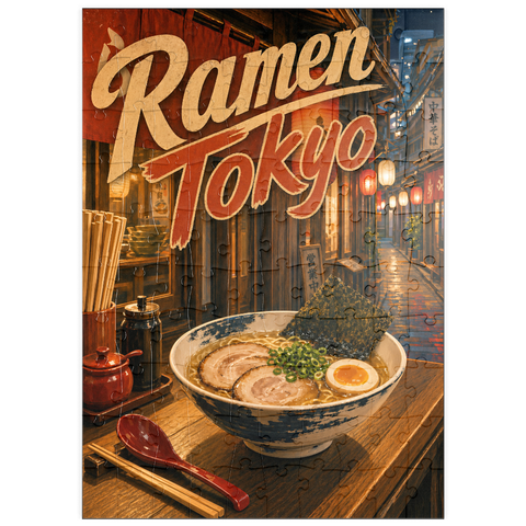 Darstellung des Puzzle Motivs Die Nachtgastronomie in der Tokyo Ramen Street puzzleplate Tokyo Ramen Street Night Food Scene 100 Puzzle