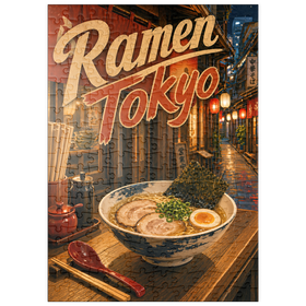 Darstellung des Puzzle Motivs Die Nachtgastronomie in der Tokyo Ramen Street - Puzzleteile: 200