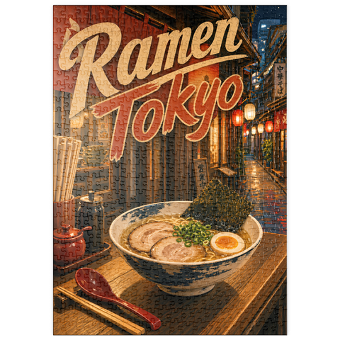 Darstellung des Puzzle Motivs Die Nachtgastronomie in der Tokyo Ramen Street puzzleplate Tokyo Ramen Street Night Food Scene 500 Puzzle