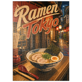 Darstellung des Puzzle Motivs Die Nachtgastronomie in der Tokyo Ramen Street - Puzzleteile: 500