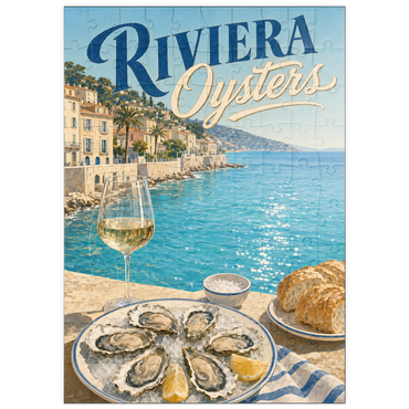 Darstellung des Puzzle Motivs puzzleplate French Riviera Coastal Oysters and White Wine 100 Puzzle