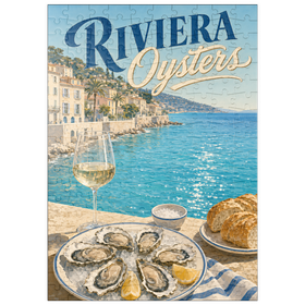 Darstellung des Puzzle Motivs Austern von der Côte d’Azur und Weißwein - Puzzleteile: 200