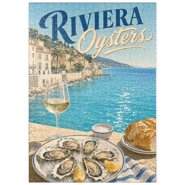 Darstellung des Puzzle Motivs puzzleplate French Riviera Coastal Oysters and White Wine 500 Puzzle