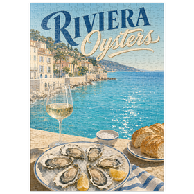 Darstellung des Puzzle Motivs Austern von der Côte d’Azur und Weißwein - Puzzleteile: 500