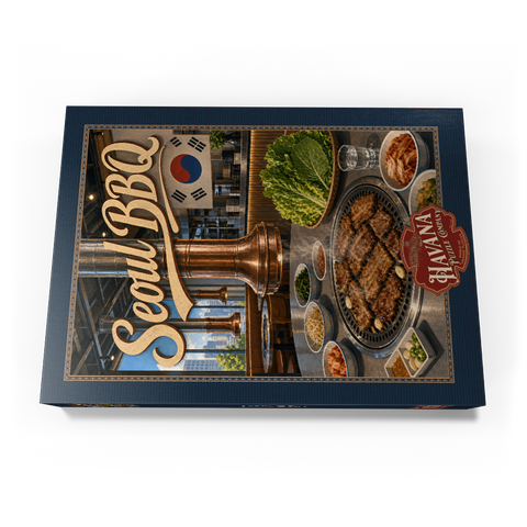Darstellung des Puzzle Motivs Innenausstattung und Atmosphäre eines koreanischen BBQ-Restaurants in Seoul Seoul Korean BBQ Restaurant Interior Ambiance 1000 Puzzle Schachtel Ansicht3