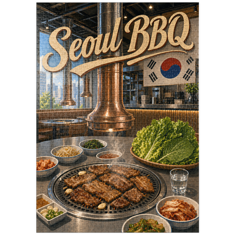 Darstellung des Puzzle Motivs Innenausstattung und Atmosphäre eines koreanischen BBQ-Restaurants in Seoul puzzleplate Seoul Korean BBQ Restaurant Interior Ambiance 1000 Puzzle