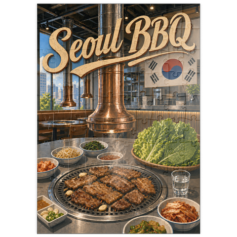 Darstellung des Puzzle Motivs Innenausstattung und Atmosphäre eines koreanischen BBQ-Restaurants in Seoul puzzleplate Seoul Korean BBQ Restaurant Interior Ambiance 100 Puzzle
