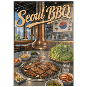 Darstellung des Puzzle Motivs Innenausstattung und Atmosphäre eines koreanischen BBQ-Restaurants in Seoul - Puzzleteile: 100