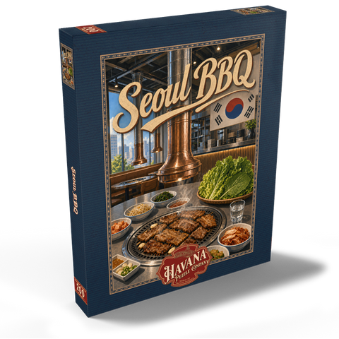 Darstellung des Puzzle Motivs Innenausstattung und Atmosphäre eines koreanischen BBQ-Restaurants in Seoul Seoul Korean BBQ Restaurant Interior Ambiance 200 Puzzle Schachtel Ansicht2