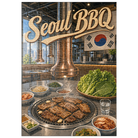 Darstellung des Puzzle Motivs Innenausstattung und Atmosphäre eines koreanischen BBQ-Restaurants in Seoul - Puzzleteile: 200