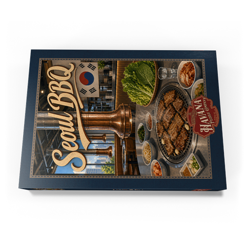 Darstellung des Puzzle Motivs Innenausstattung und Atmosphäre eines koreanischen BBQ-Restaurants in Seoul Seoul Korean BBQ Restaurant Interior Ambiance 500 Puzzle Schachtel Ansicht3