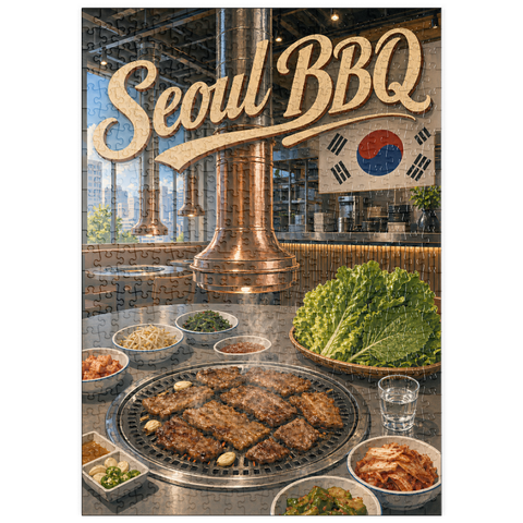 Darstellung des Puzzle Motivs Innenausstattung und Atmosphäre eines koreanischen BBQ-Restaurants in Seoul puzzleplate Seoul Korean BBQ Restaurant Interior Ambiance 500 Puzzle