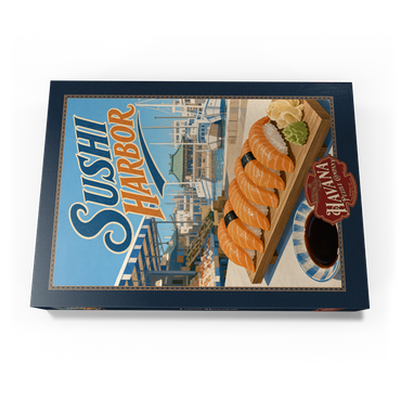 Darstellung des Puzzle Motivs Sushi Harbor Waterfront Market Salmon Nigiri 1000 Puzzle Schachtel Ansicht3