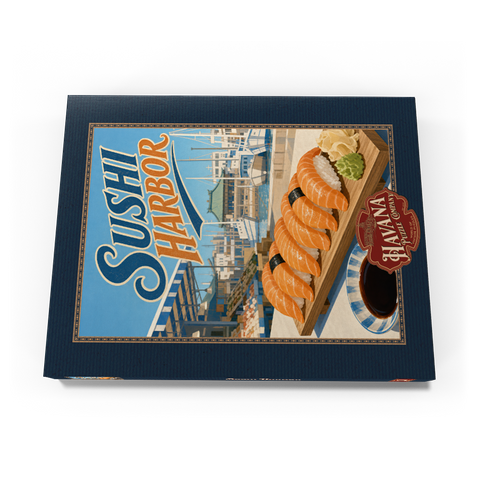 Darstellung des Puzzle Motivs Sushi Harbor Waterfront Market – Lachs-Nigiri Sushi Harbor Waterfront Market Salmon Nigiri 100 Puzzle Schachtel Ansicht3