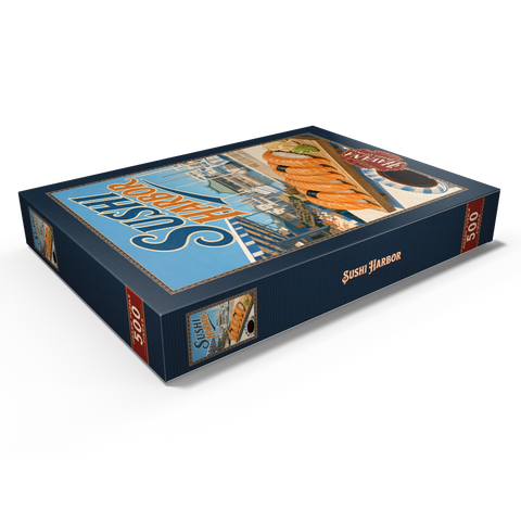 Darstellung des Puzzle Motivs Sushi Harbor Waterfront Market – Lachs-Nigiri Sushi Harbor Waterfront Market Salmon Nigiri 500 Puzzle Schachtel Ansicht1