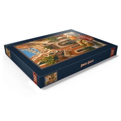 Darstellung des Puzzle Motivs Sizilien – Italienischer Innenhof – Zitrusfrüchte-Stillleben Sicily Italian Courtyard Citrus Still Life 100 Puzzle Schachtel Ansicht1