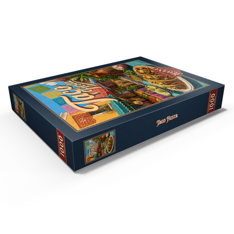 Darstellung des Puzzle Motivs Taco Fiesta – Straßenbild auf dem mexikanischen Markt Taco Fiesta Mexican Market Street Scene 1000 Puzzle Schachtel Ansicht1