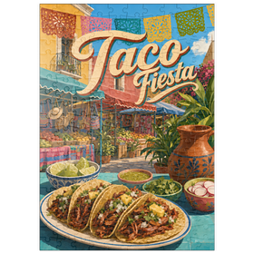 Darstellung des Puzzle Motivs Taco Fiesta – Straßenbild auf dem mexikanischen Markt - Puzzleteile: 200