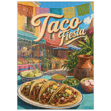 Darstellung des Puzzle Motivs puzzleplate Taco Fiesta Mexican Market Street Scene 500 Puzzle