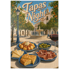 Darstellung des Puzzle Motivs Sevilla-Tapas-Abend im Orange Grove Plaza - Puzzleteile: 1000