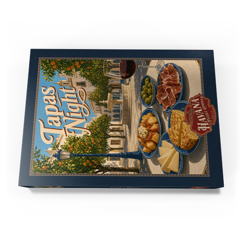 Darstellung des Puzzle Motivs Sevilla-Tapas-Abend im Orange Grove Plaza Seville Tapas Night Orange Grove Plaza 500 Puzzle Schachtel Ansicht3
