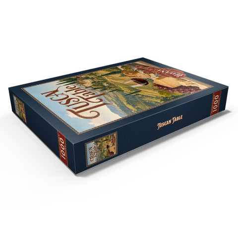 Darstellung des Puzzle Motivs Stillleben mit Wein und Käse aus der toskanischen Landschaft Tuscan Countryside Wine and Cheese Still Life 1000 Puzzle Schachtel Ansicht1
