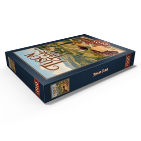 Darstellung des Puzzle Motivs Stillleben mit Wein und Käse aus der toskanischen Landschaft - Puzzleteile: 1000