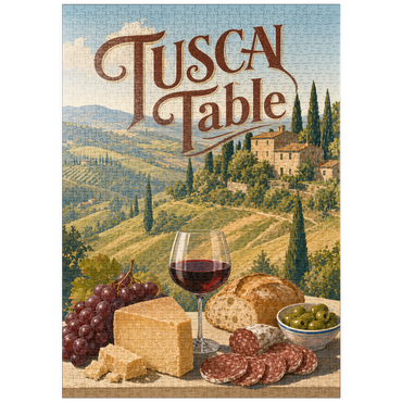 Darstellung des Puzzle Motivs puzzleplate Tuscan Countryside Wine and Cheese Still Life 1000 Puzzle