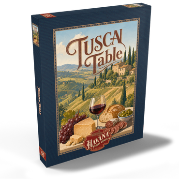 Darstellung des Puzzle Motivs Tuscan Countryside Wine and Cheese Still Life 100 Puzzle Schachtel Ansicht2