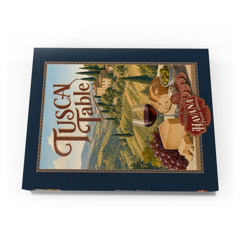 Darstellung des Puzzle Motivs Stillleben mit Wein und Käse aus der toskanischen Landschaft Tuscan Countryside Wine and Cheese Still Life 200 Puzzle Schachtel Ansicht3