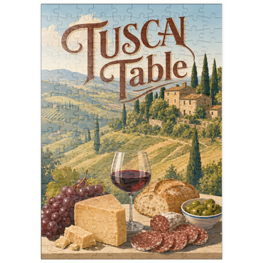 Darstellung des Puzzle Motivs puzzleplate Tuscan Countryside Wine and Cheese Still Life 200 Puzzle