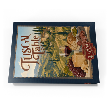 Darstellung des Puzzle Motivs Tuscan Countryside Wine and Cheese Still Life 500 Puzzle Schachtel Ansicht3