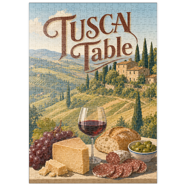 Darstellung des Puzzle Motivs puzzleplate Tuscan Countryside Wine and Cheese Still Life 500 Puzzle