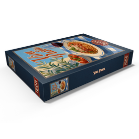 Darstellung des Puzzle Motivs Viva Pasta – Schild mit italienischen Spaghetti und Wein - Puzzleteile: 1000