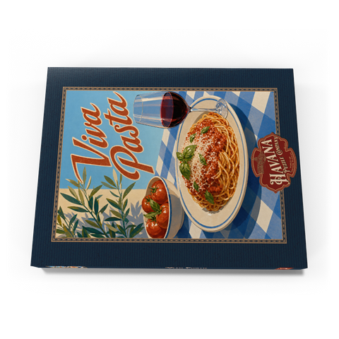 Darstellung des Puzzle Motivs Viva Pasta – Schild mit italienischen Spaghetti und Wein Viva Pasta Italian Spaghetti and Wine Sign 100 Puzzle Schachtel Ansicht3