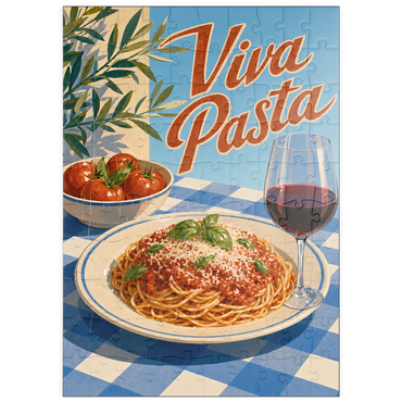 Darstellung des Puzzle Motivs puzzleplate Viva Pasta Italian Spaghetti and Wine Sign 100 Puzzle