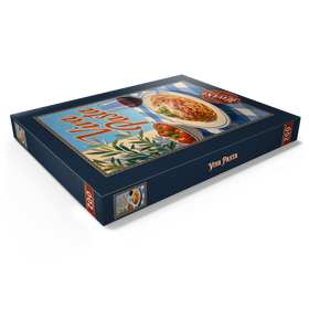Alternative Darstellung des Puzzle-Motivs Viva Pasta – Schild mit italienischen Spaghetti und Wein – Puzzleteile: 200