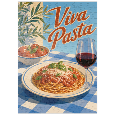 Darstellung des Puzzle Motivs puzzleplate Viva Pasta Italian Spaghetti and Wine Sign 200 Puzzle