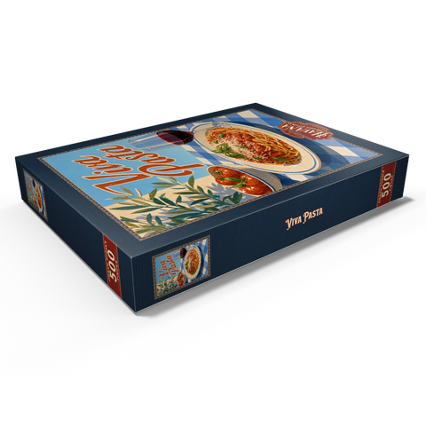 Darstellung des Puzzle Motivs Viva Pasta – Schild mit italienischen Spaghetti und Wein Viva Pasta Italian Spaghetti and Wine Sign 500 Puzzle Schachtel Ansicht1