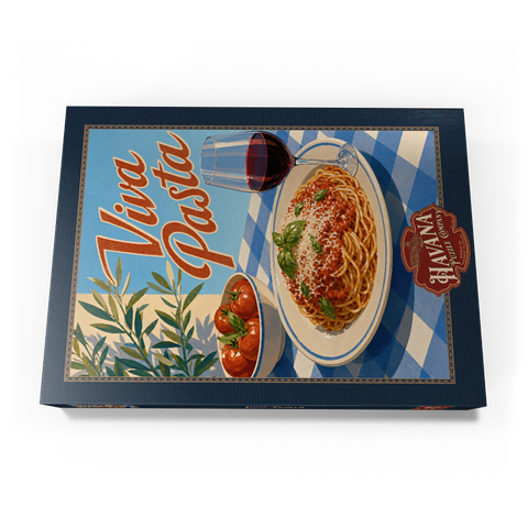 Darstellung des Puzzle Motivs Viva Pasta – Schild mit italienischen Spaghetti und Wein Viva Pasta Italian Spaghetti and Wine Sign 500 Puzzle Schachtel Ansicht3